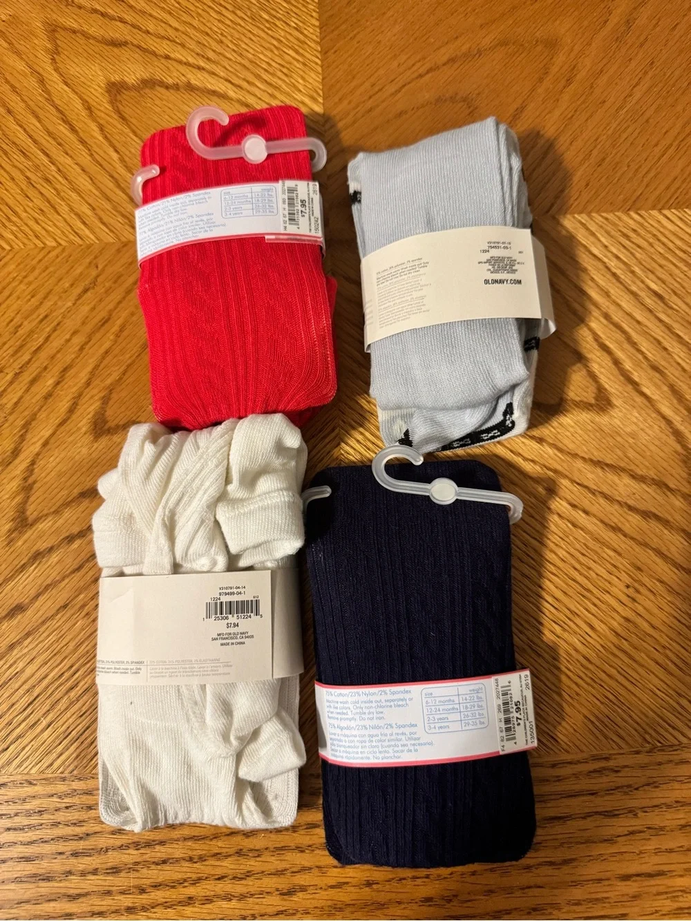 The Children's Place Baby Tights Pack - Red, White, Navy, Patterned